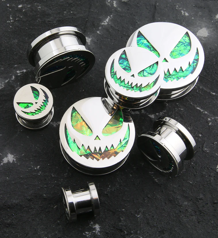 Stingy Jack Green Opalite Stainless Steel Tunnel Plugs - Mrs Treak