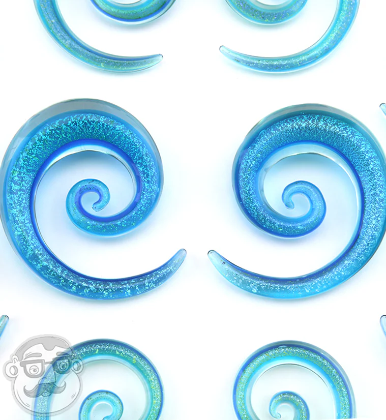 Solstice Blue Dichroic Glass Spirals - Mrs Treak