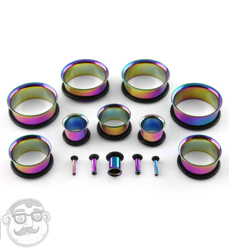Stainless Steel Rainbow Ear Tunnels - Mrs Treak