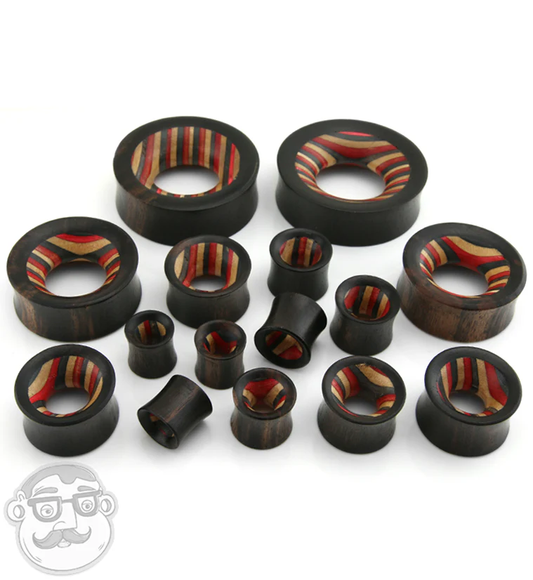 Black & Red Wood Skateboard Concave Tunnel Plugs - Mrs Treak