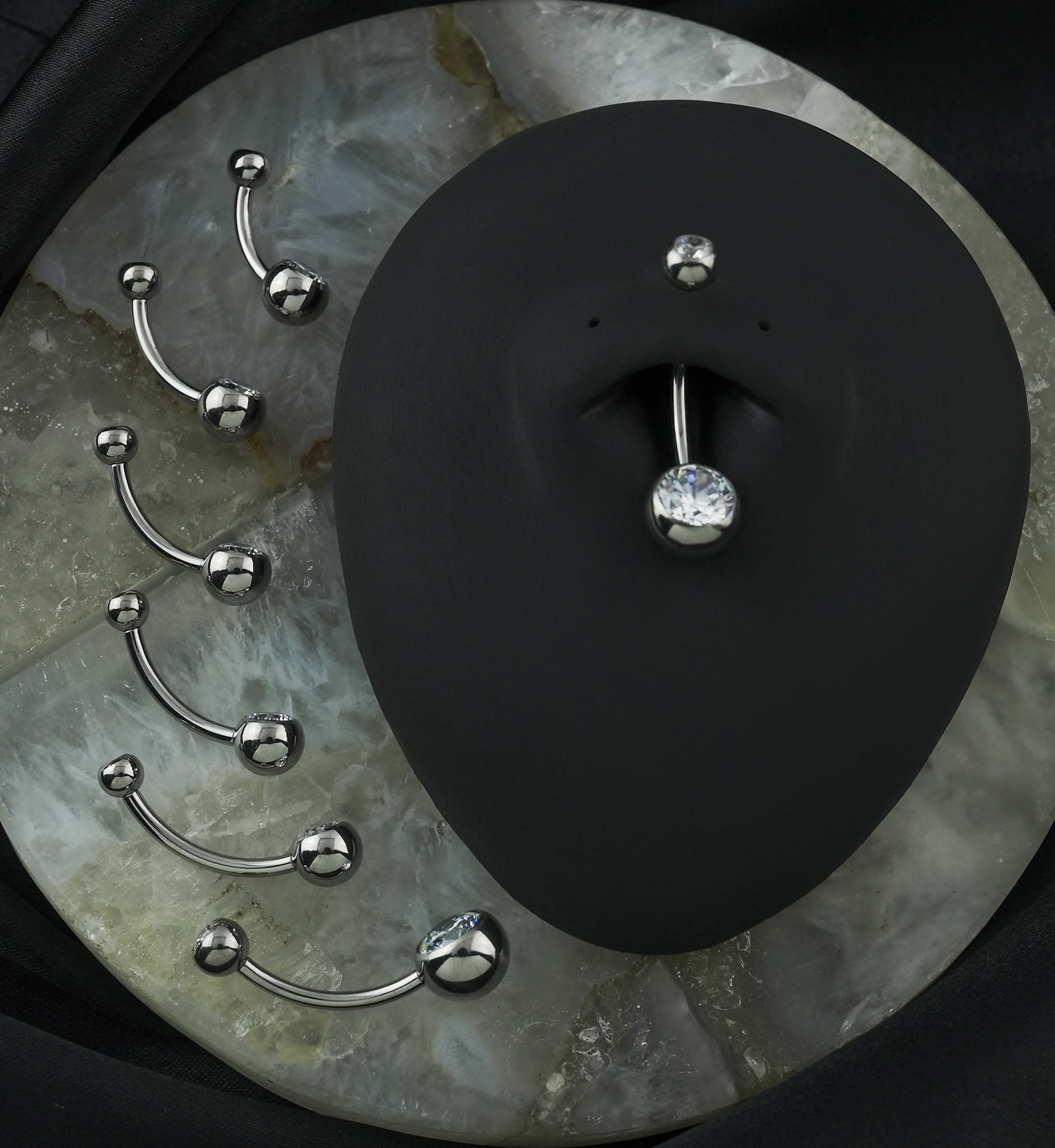 Internally Threaded Titanium CZ Belly Button Ring - Mrs Treak