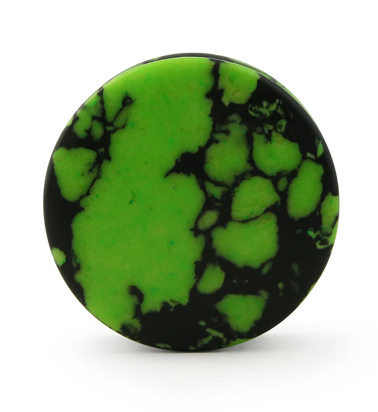Green And Black Howlite Stone Plugs - Mrs Treak