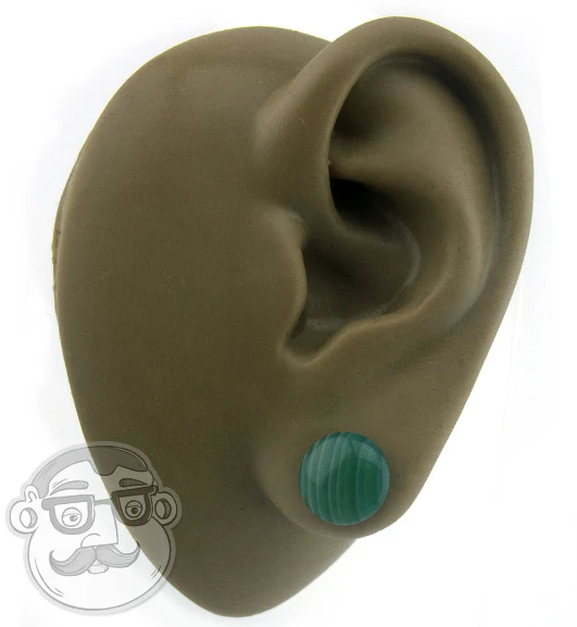 Green Line Agate Stone Plugs - Single Flare - Mrs Treak