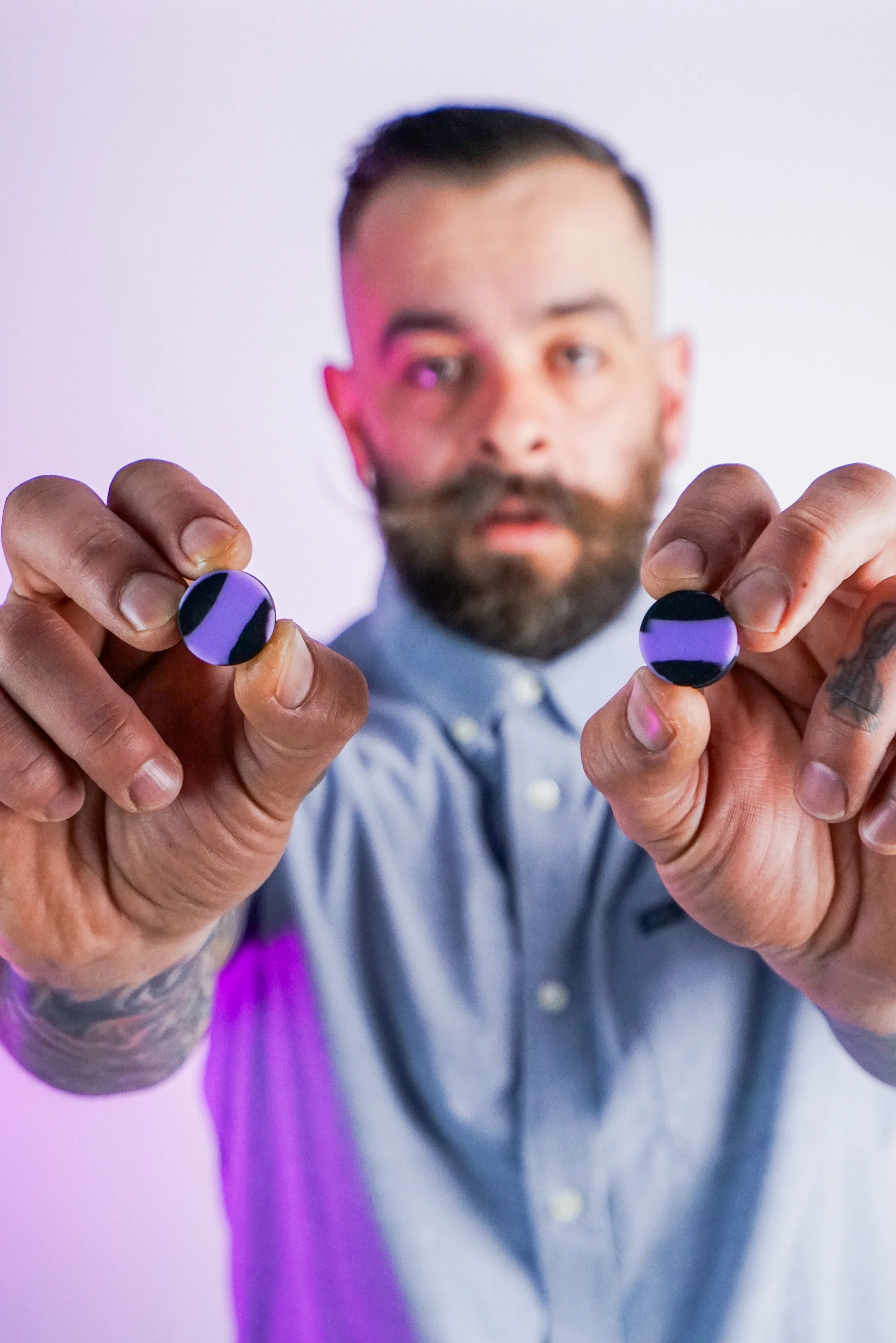 Lavender And Black Double Flare Silicone Plugs - Mrs Treak
