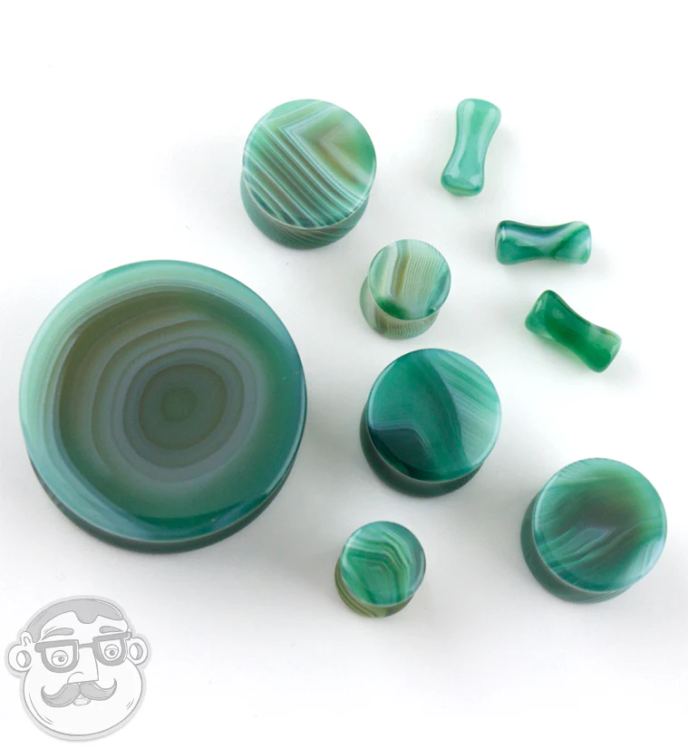 Green Agate Stone Plugs - Mrs Treak
