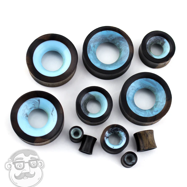 Sky Blue/White Resin Concave Wooden Tunnels - Mrs Treak