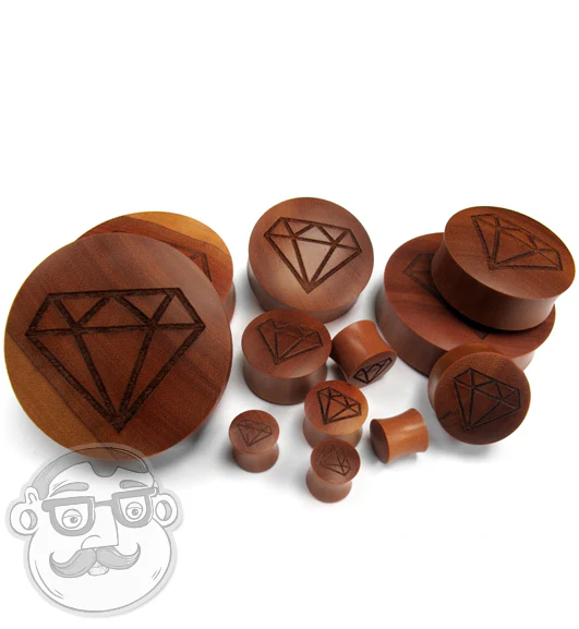 Diamond Engraved Wood Plugs - Mrs Treak