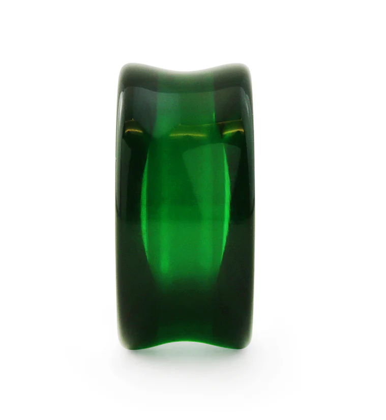 Emerald Green Glass Tunnel Plugs - Mrs Treak