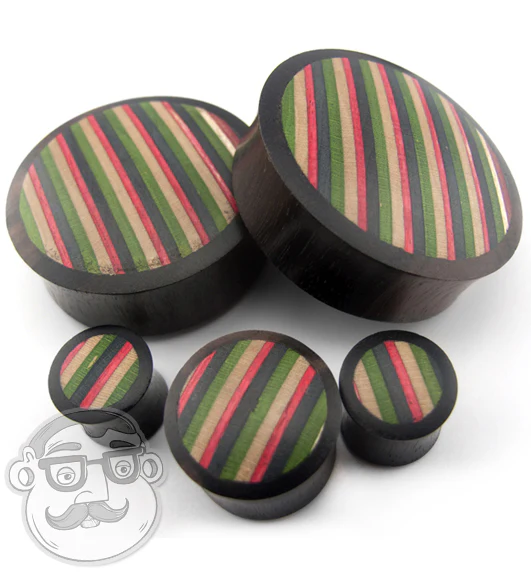 Rasta Stripe Wood Skateboard Plugs - Mrs Treak