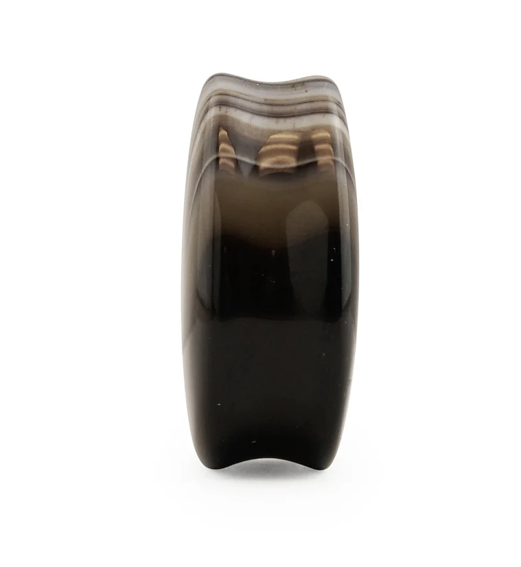 Black Line Agate Stone Teardrop Plugs - Mrs Treak