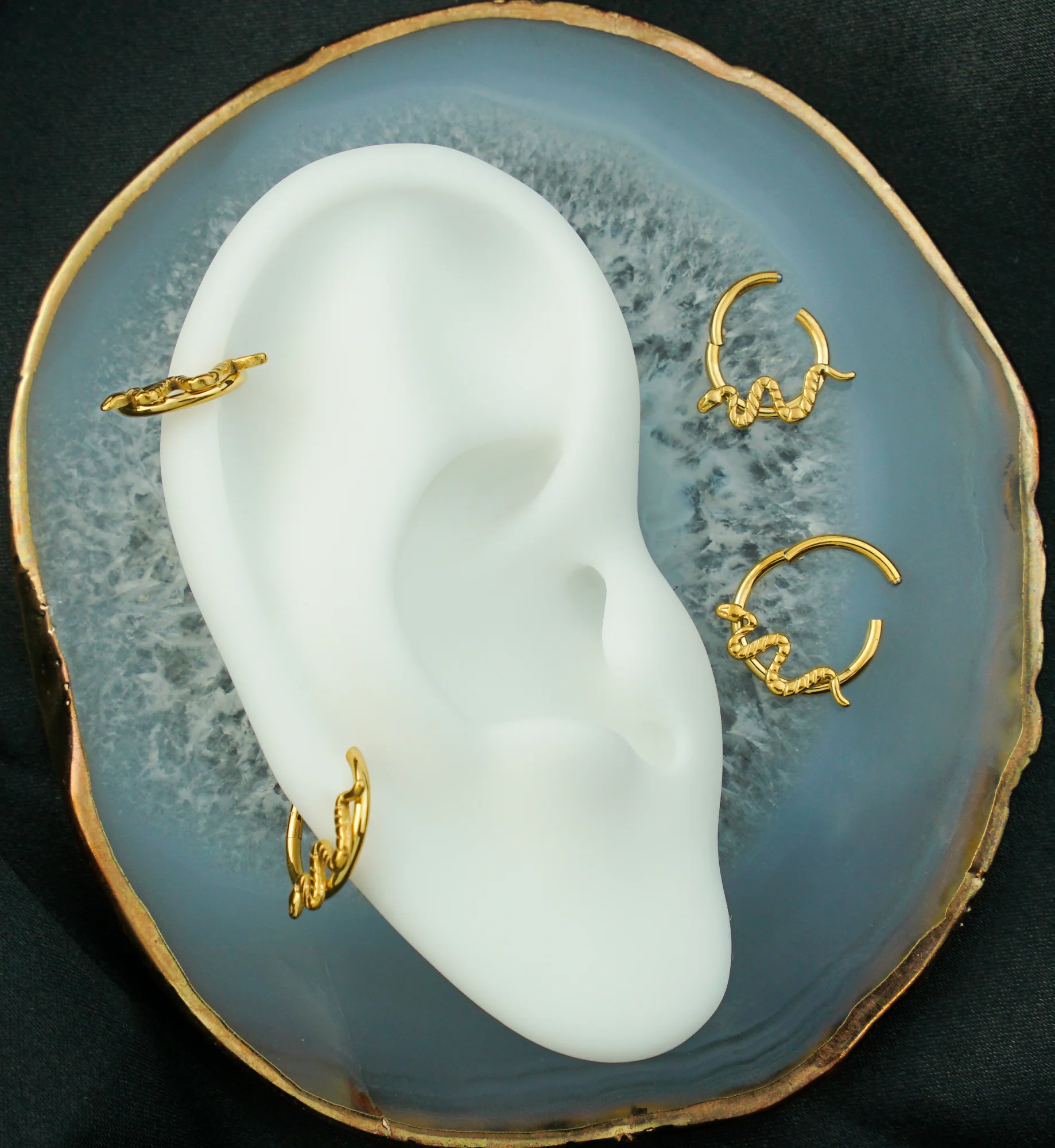 Gold PVD Snake Titanium Hinged Segment Ring - Mrs Treak