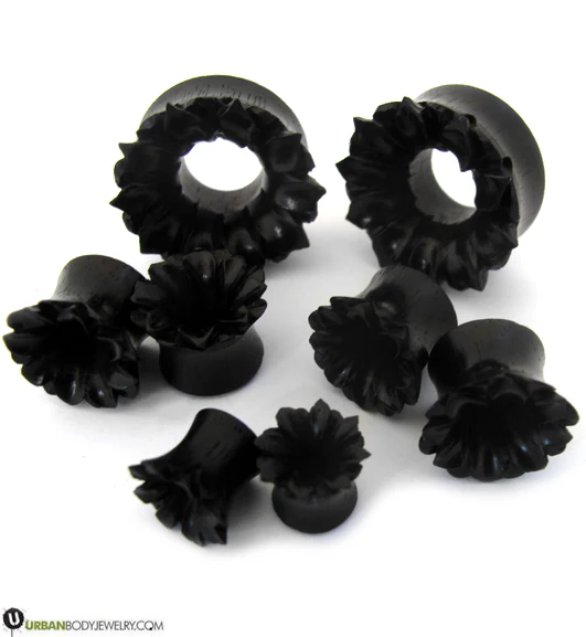Wooden Lotus Flower Tunnel Plugs - Mrs Treak