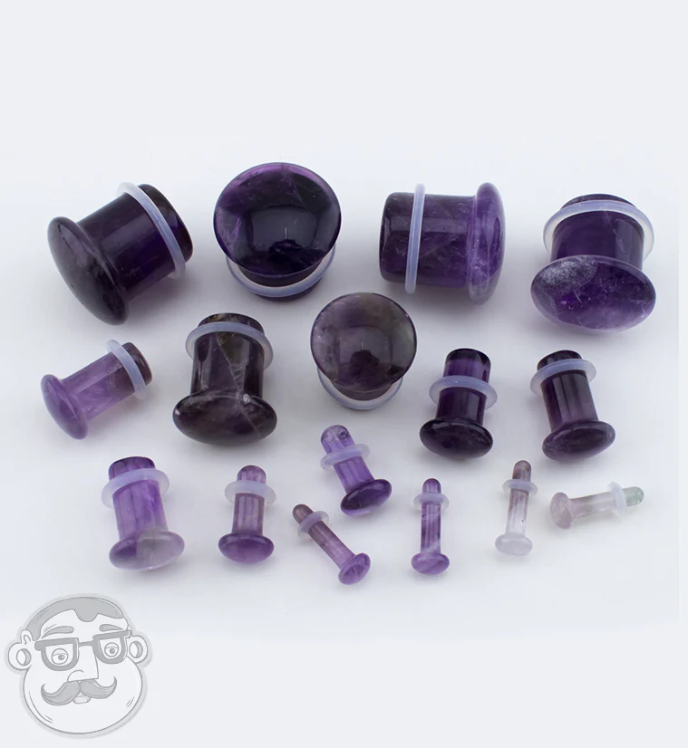 Purple Amethyst Single Flare Stone Plugs - Mrs Treak