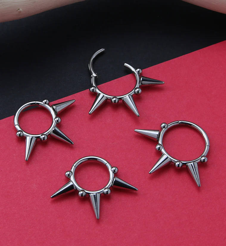 Spike Titanium Hinged Segment Ring - Mrs Treak