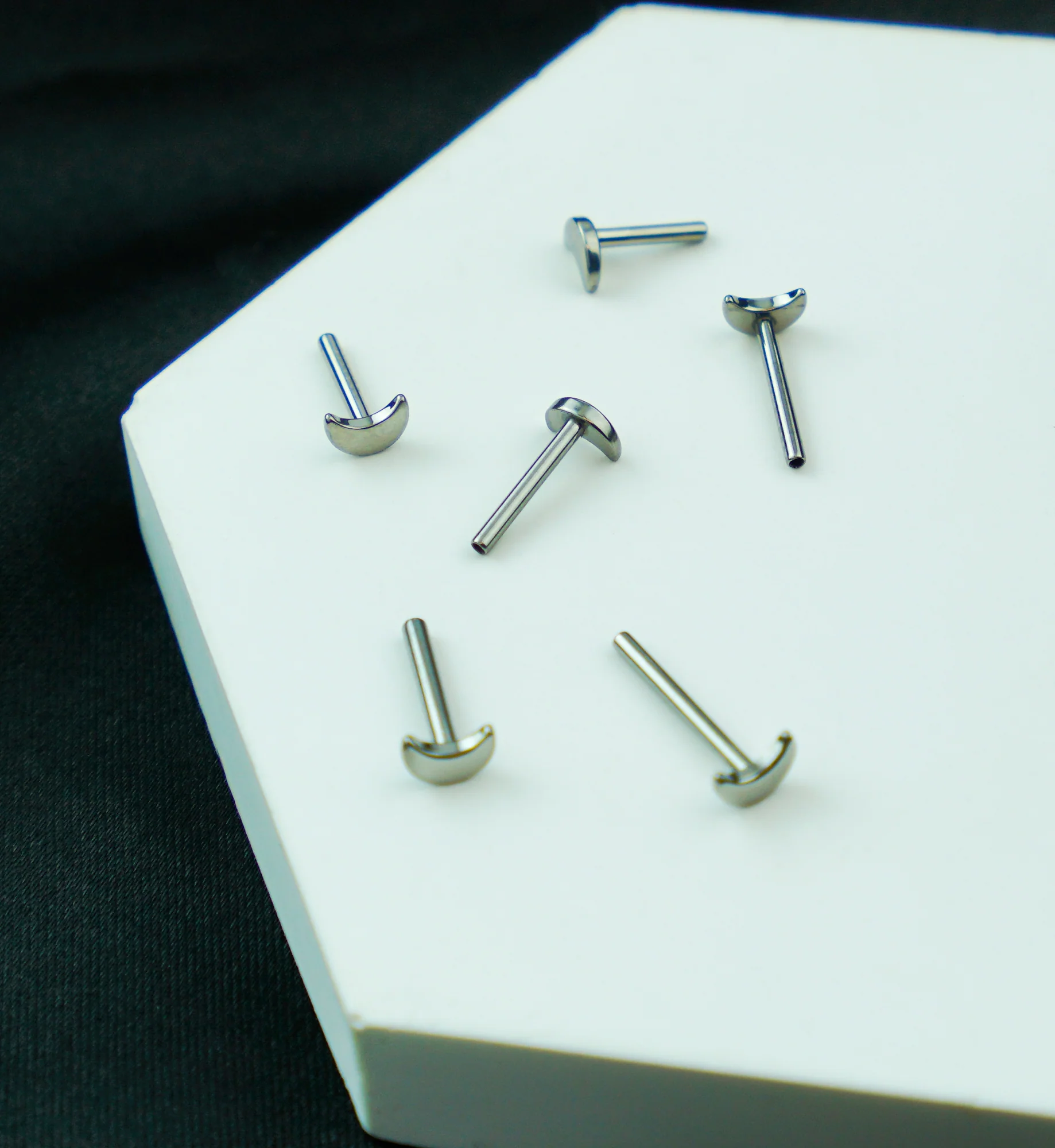 Crescent Moon Titanium Threadless Labret Post - Mrs Treak