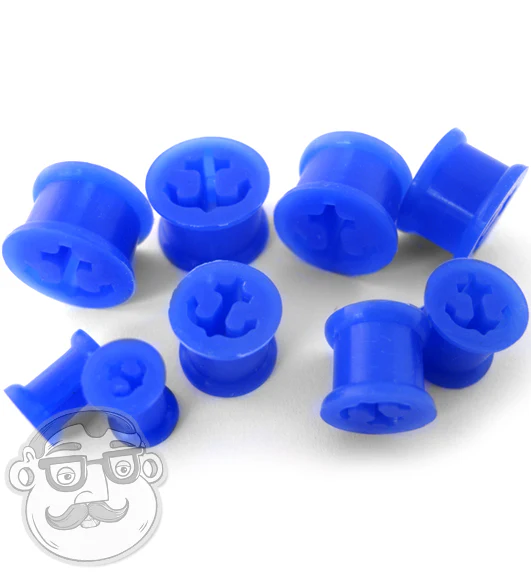 Blue Silicone Anchor Tunnel Plugs - Mrs Treak