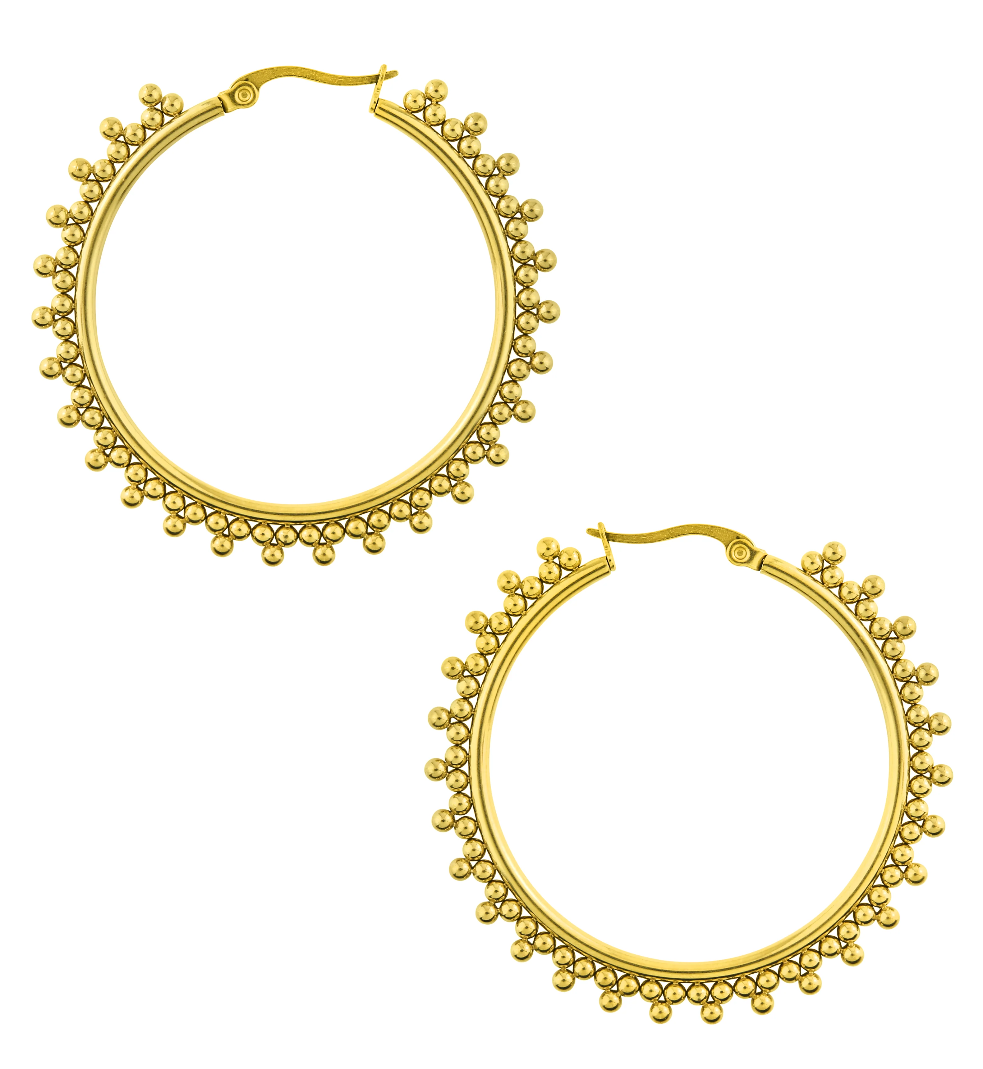 Gold PVD Beaded Stainless Steel Hangers - Earrings - Mrs Treak