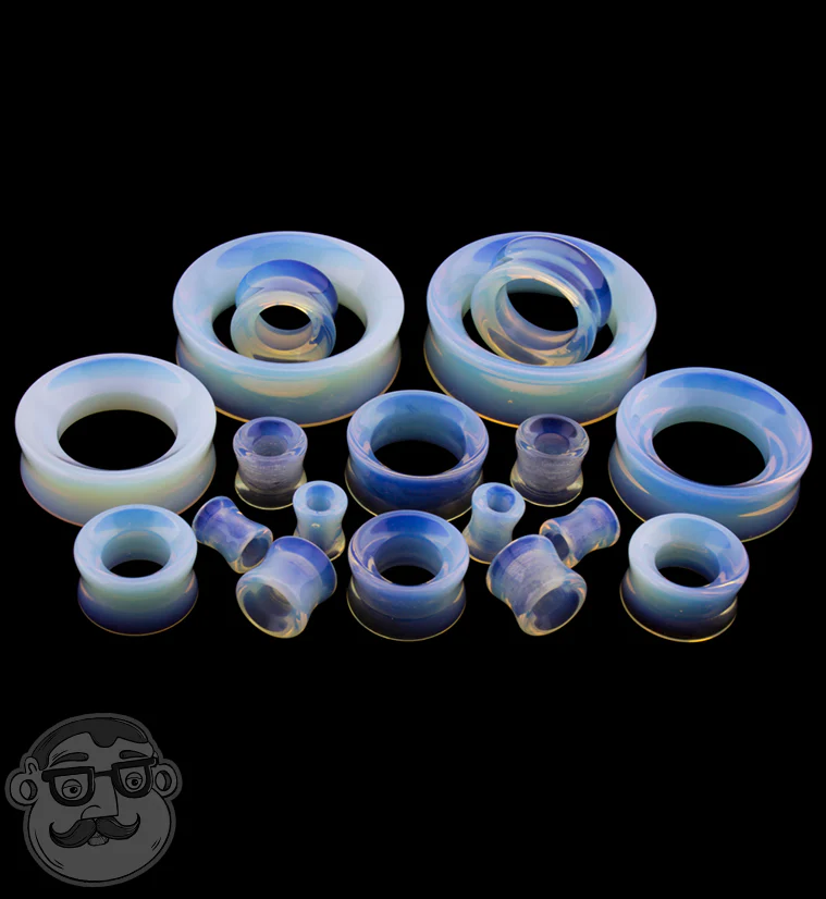 Opalite Glass Double Flare Tunnels - Mrs Treak