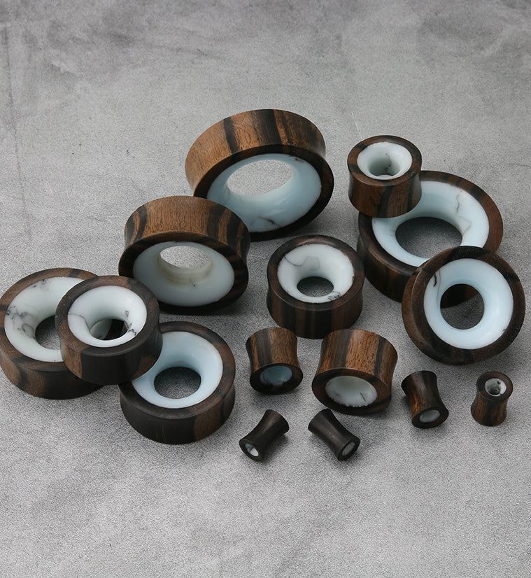 Sky Blue/White Resin Concave Wooden Tunnels - Mrs Treak