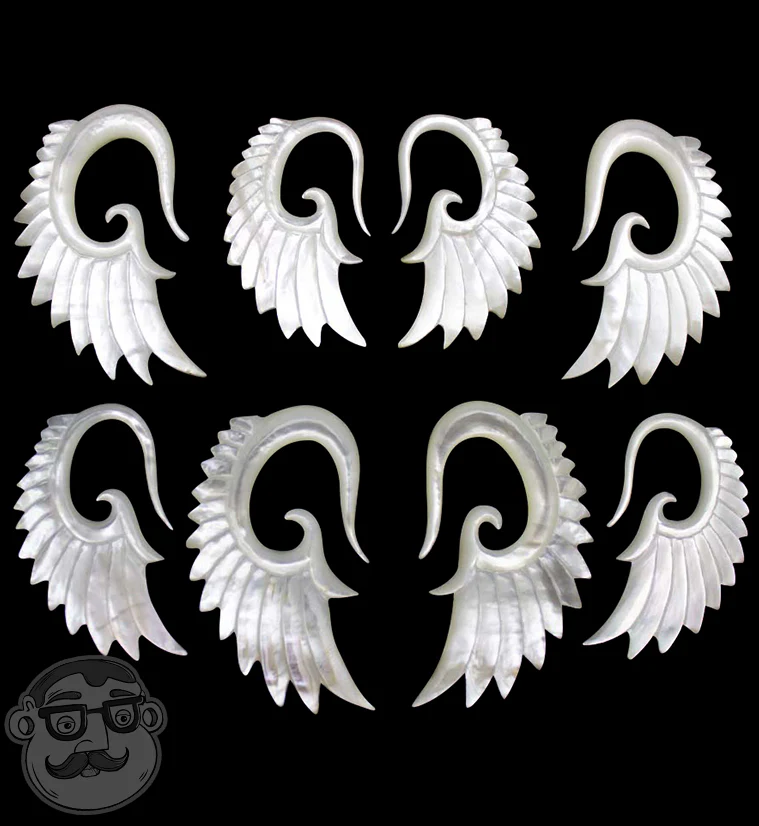 Angel Wing Mother of Pearl Hangers - Mrs Treak
