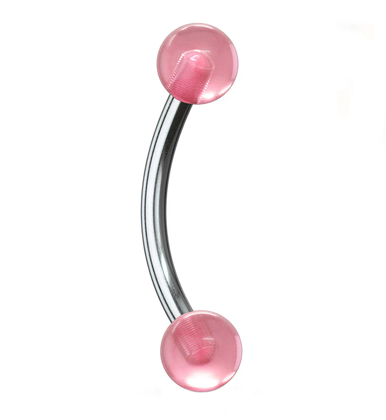 Glow In The Dark Stainless Steel Curved Barbell - Mrs Treak
