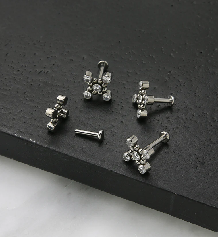 Quincunx CZ Titanium Internally Threaded Labret - Mrs Treak