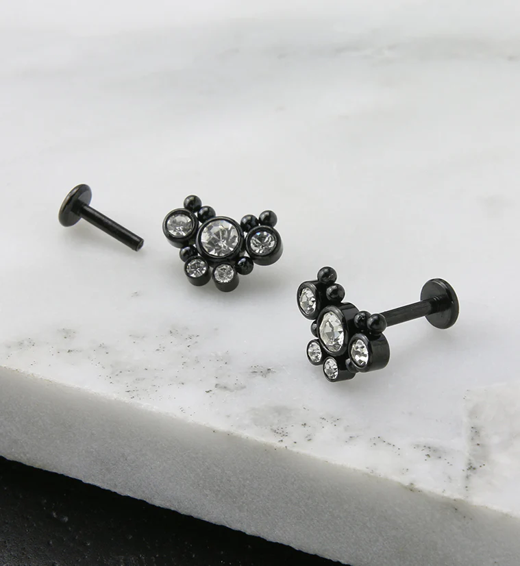 Black PVD Passel Gem Labret Post - Mrs Treak