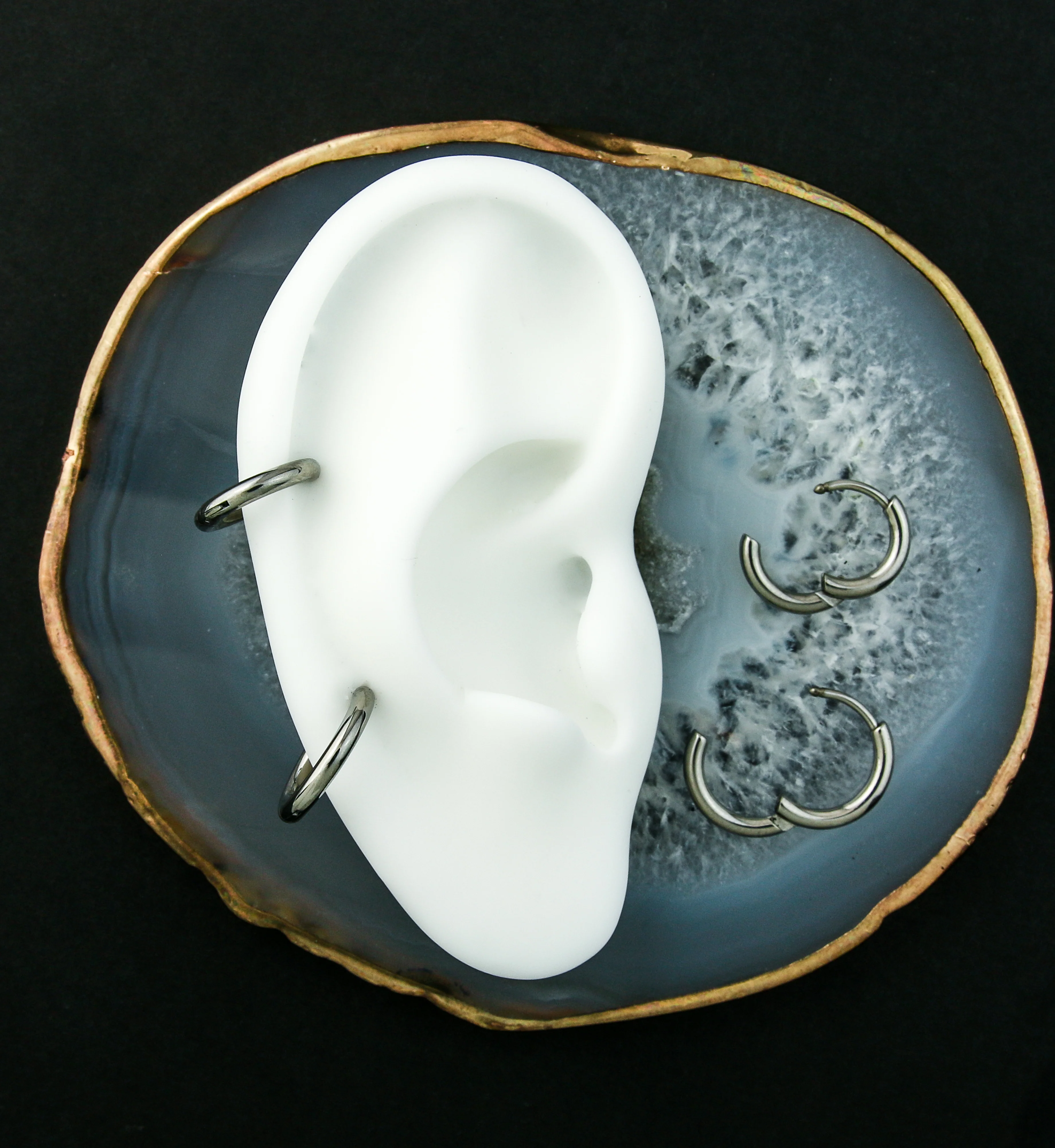 Titanium Hinged Hoop Huggie Earrings - Mrs Treak