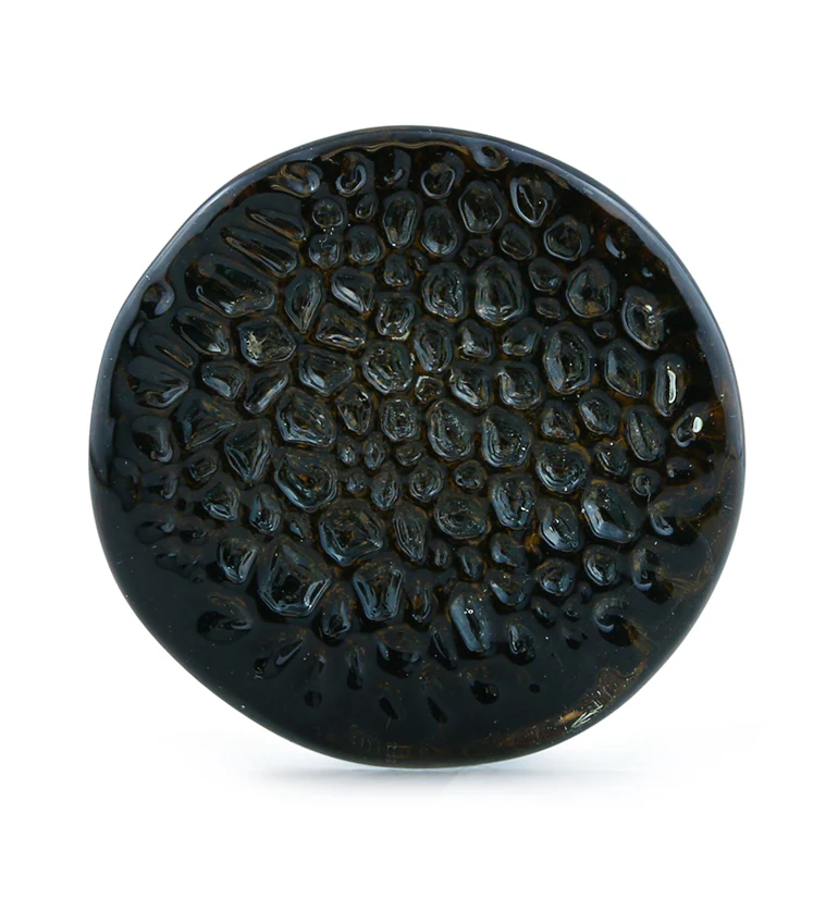 Amber Hammered Glass Double Flare Plugs - Mrs Treak