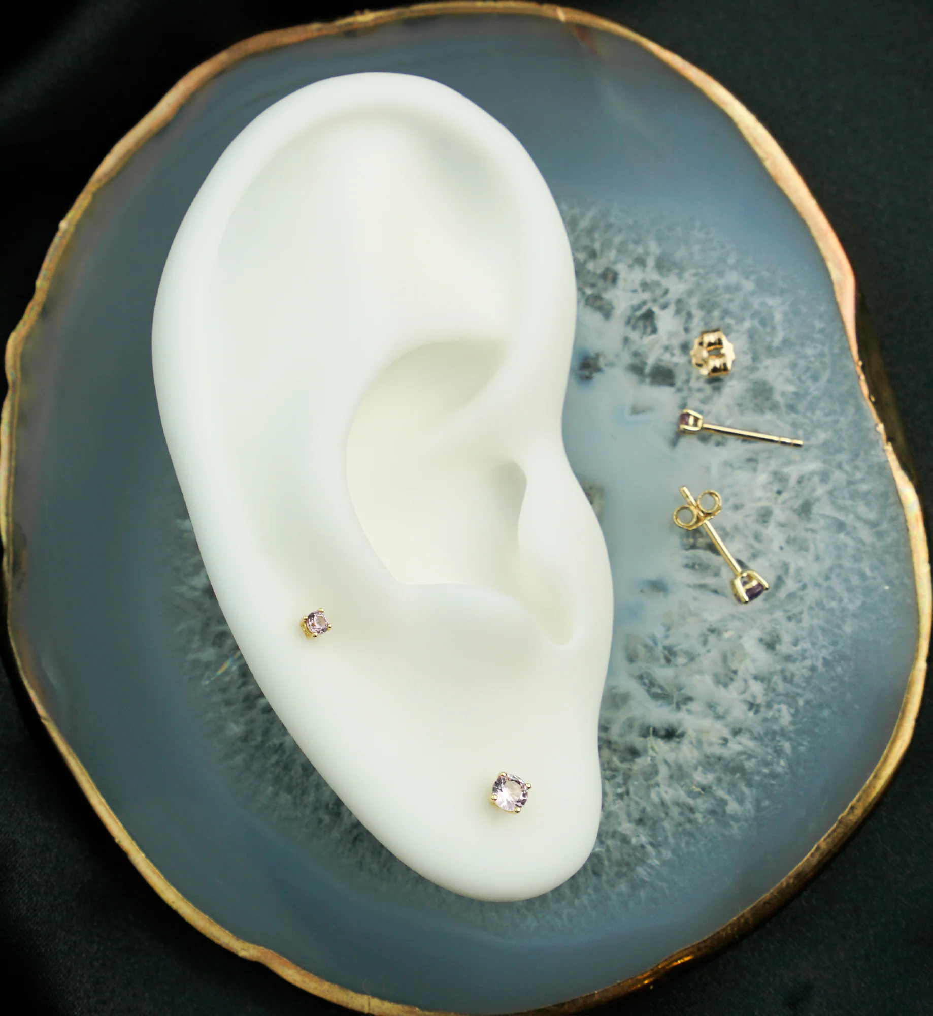 14kt Gold June Birthstone Alexandrite CZ Stud Earrings - Mrs Treak