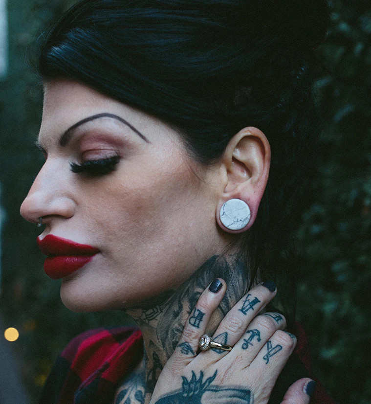 White Howlite Stone Plugs - Mrs Treak