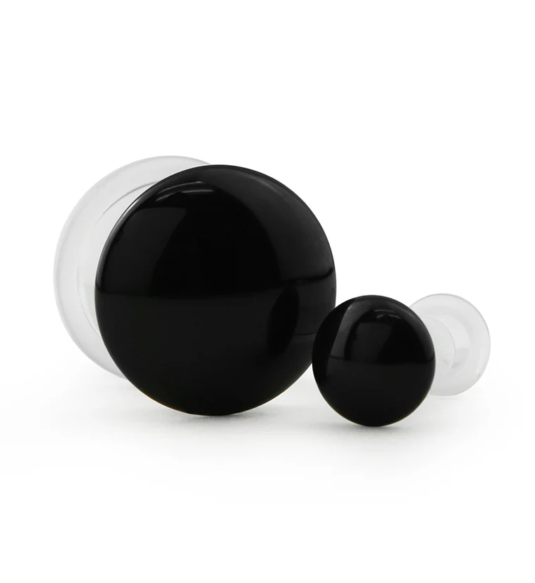 Black Glass Plugs - Single Flare - Mrs Treak