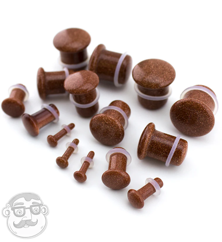 Single Flare Goldstone Glass Plugs - Mrs Treak