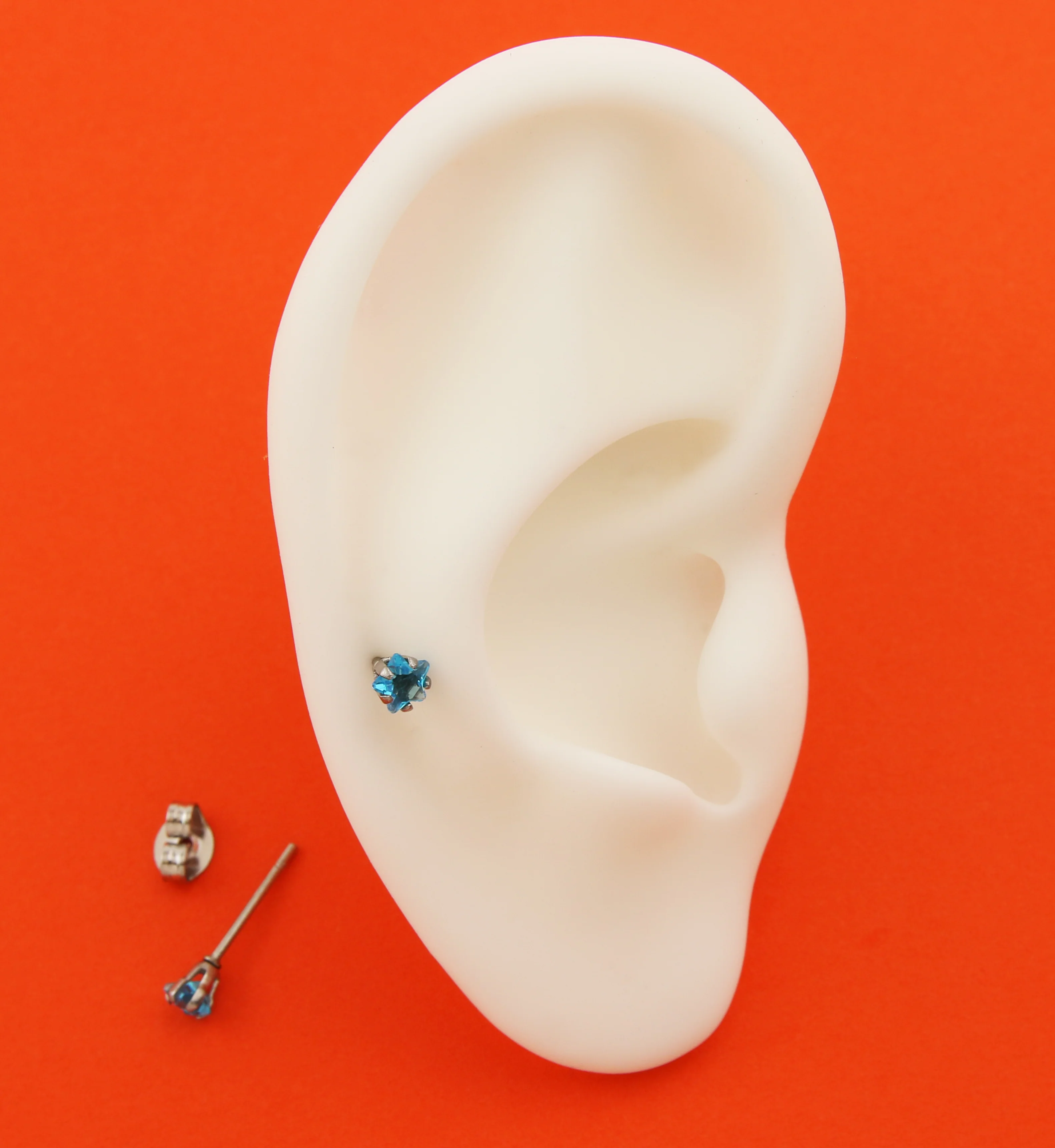 Prong Star Aqua CZ Stainless Steel Stud Earrings - Mrs Treak