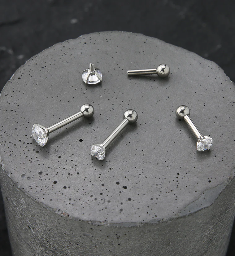 Clear CZ Titanium Internally Threaded Barbell - Mrs Treak