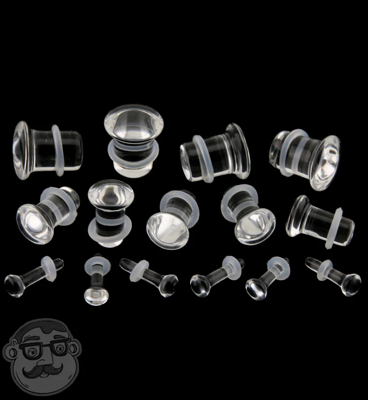 Clear Glass Plugs - Single Flare - Mrs Treak