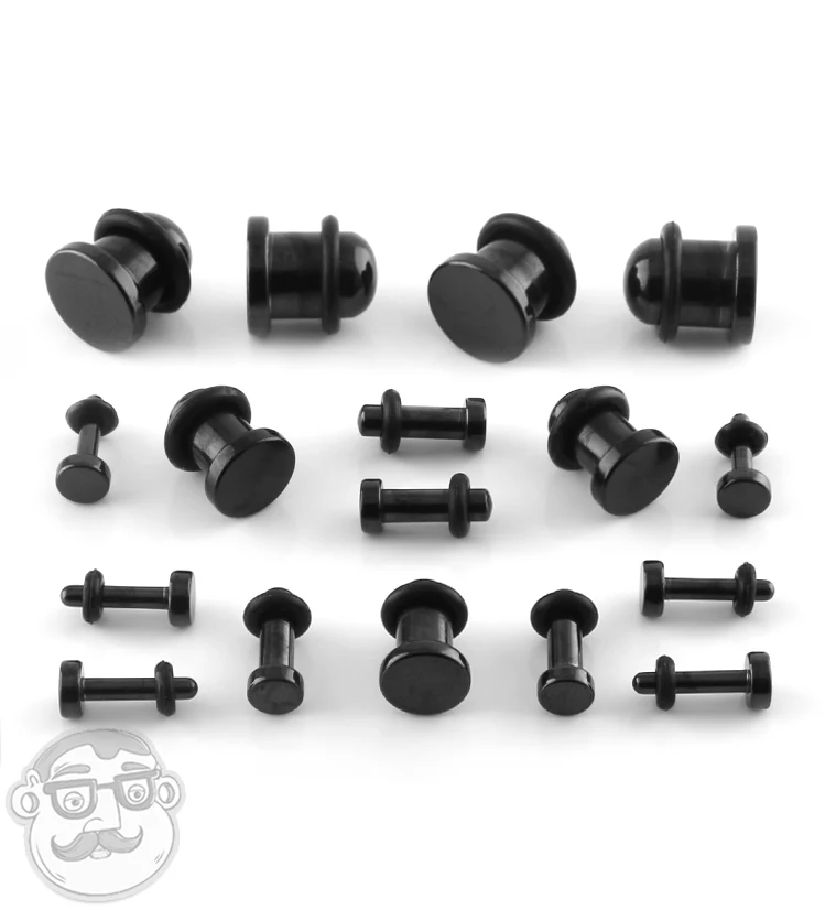 Simple Single Flare Black Steel Plugs - Mrs Treak