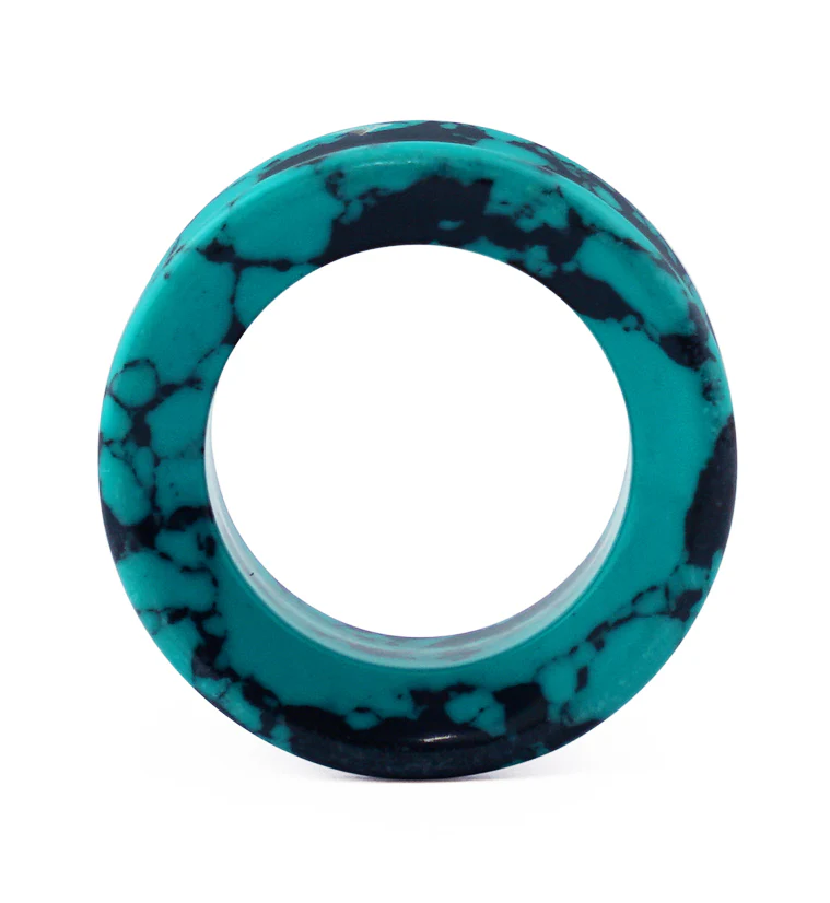 Black & Teal Howlite Stone Tunnels - Mrs Treak