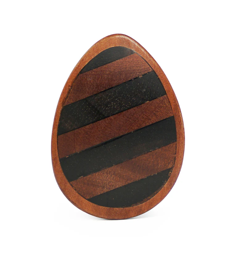 Saba Wooden Teardrop Plugs With Striped Inlay - Mrs Treak