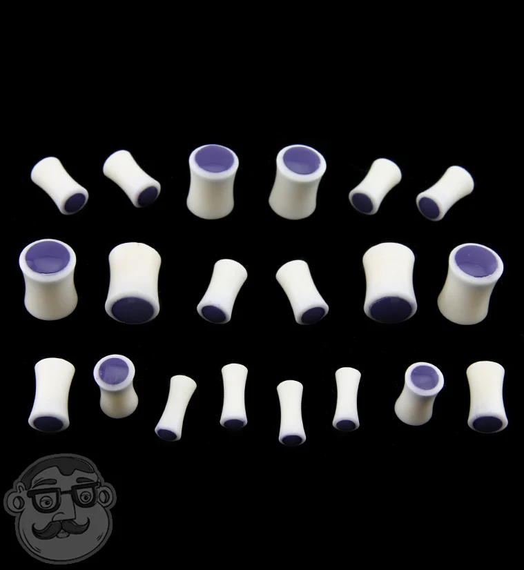 Bone Plugs with Purple Resin Inlay - Mrs Treak