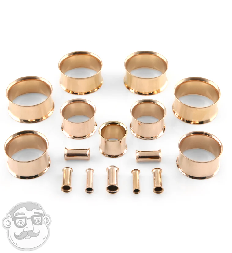 Rose Gold Stainless Steel Double Flare Tunnels - Mrs Treak