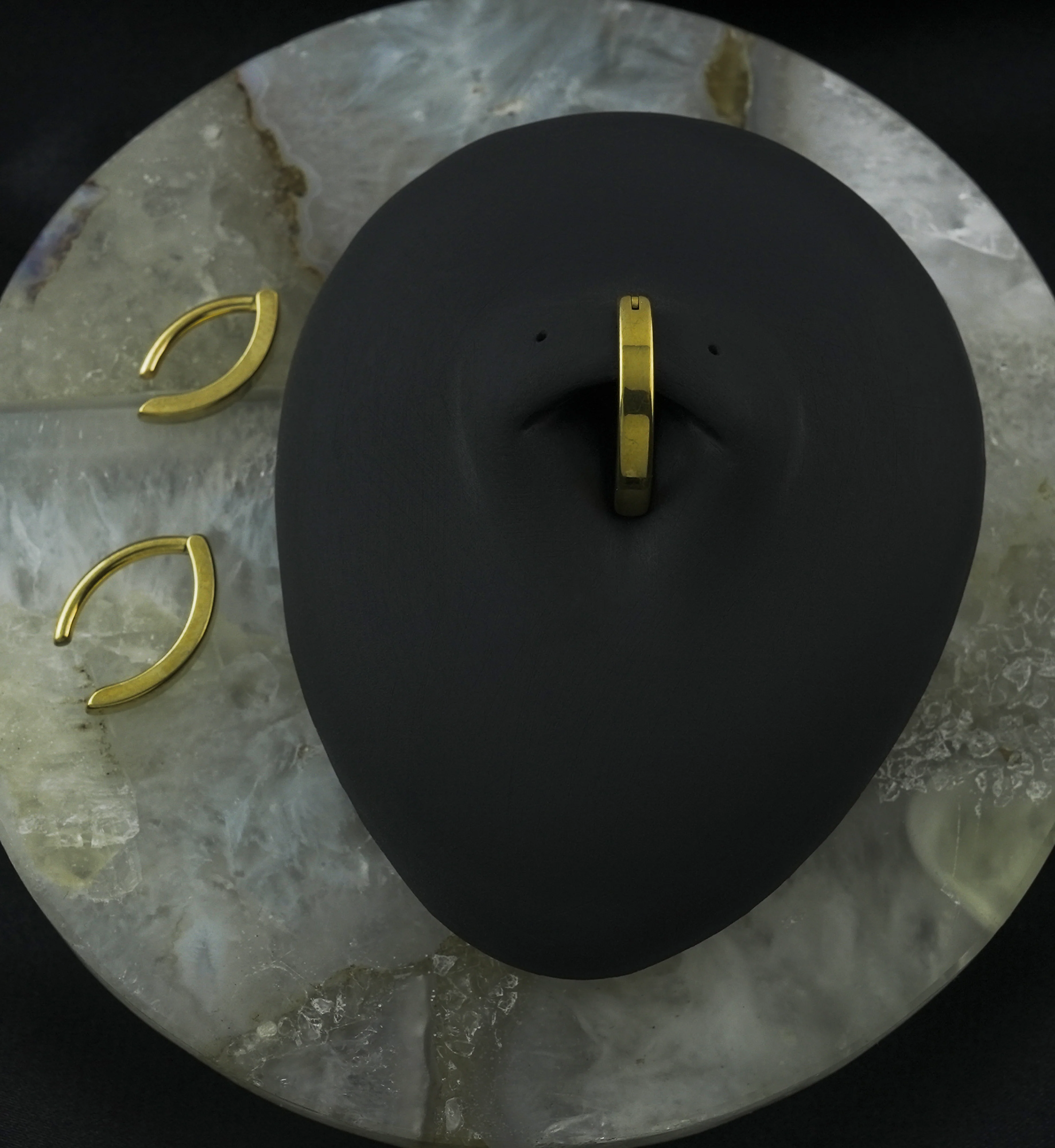 Gold PVD Bar Titanium Hinged Belly Button Ring - Mrs Treak