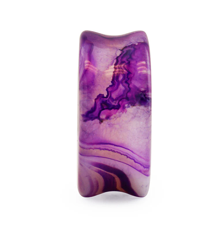 Purple Line Agate Stone Plugs - Mrs Treak