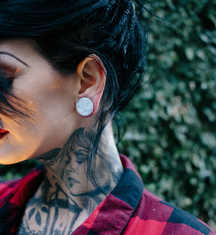 White Howlite Stone Plugs - Mrs Treak