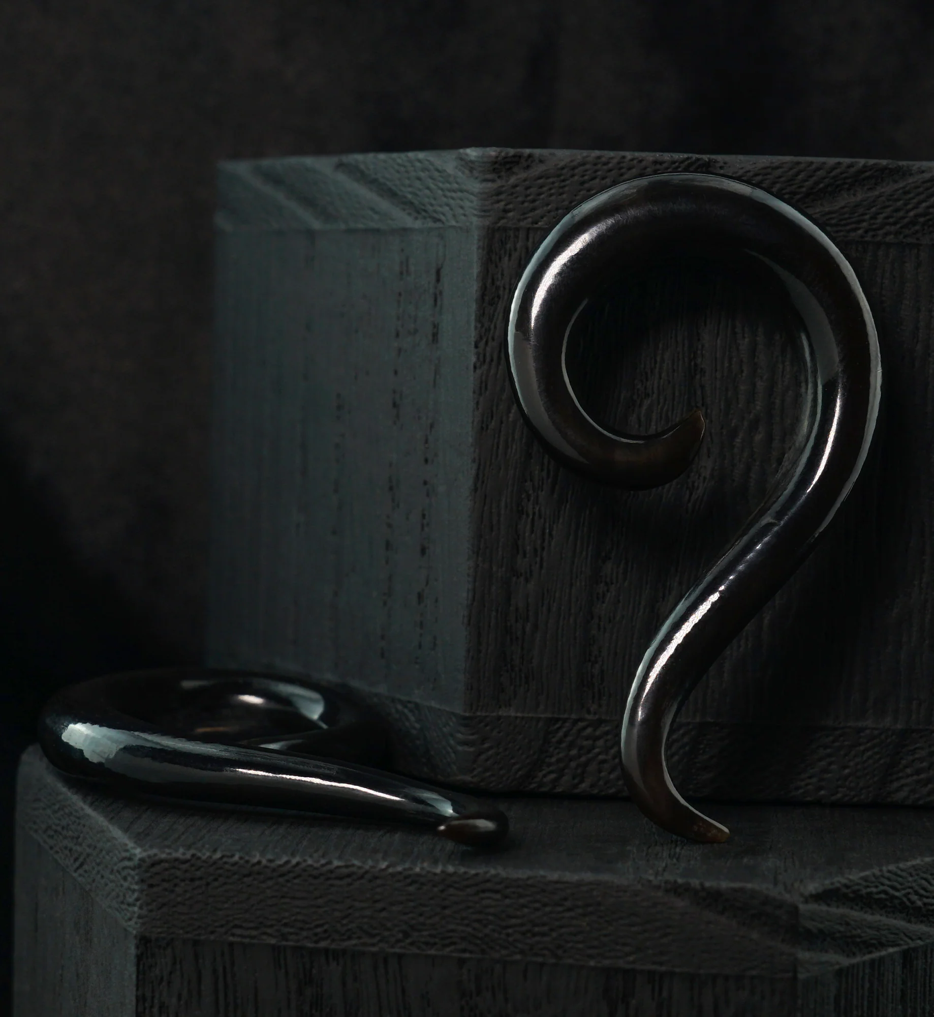 Black Horn Tail Spirals - Mrs Treak