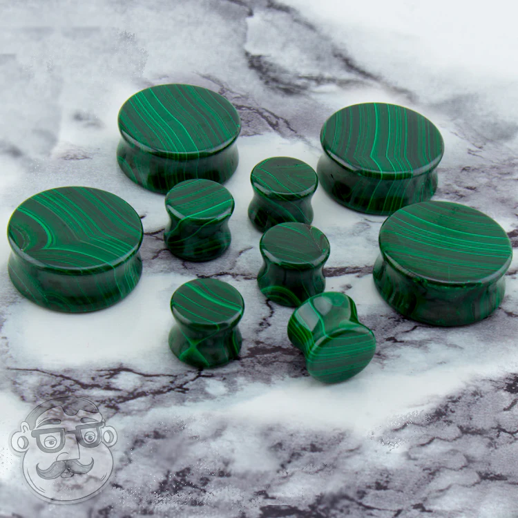 Malachite Stone Plugs - Mrs Treak