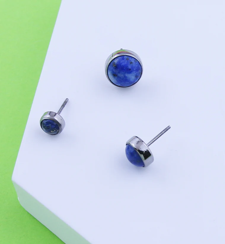 Lazurite Stone Titanium Threadless Top - Mrs Treak