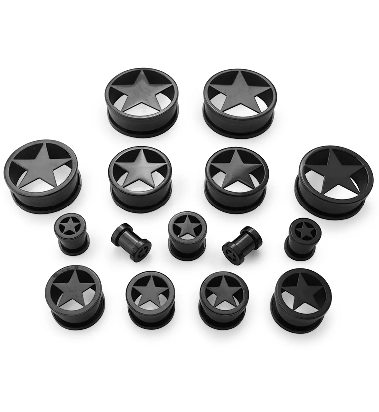 PVD Black Star Steel Tunnels - Mrs Treak