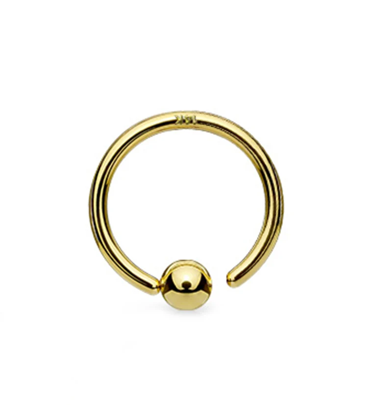 14kt Gold Fixed Ball Captive Bead Ring - Mrs Treak