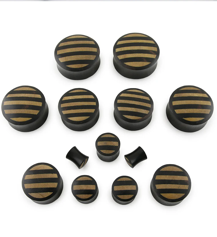 Areng Wooden Plugs With Striped Inlay - Mrs Treak